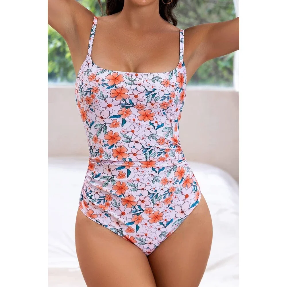 Eomenie Women's One Piece Swimsuits Tummy Control Ruched Bathing Suit 1Piece L
